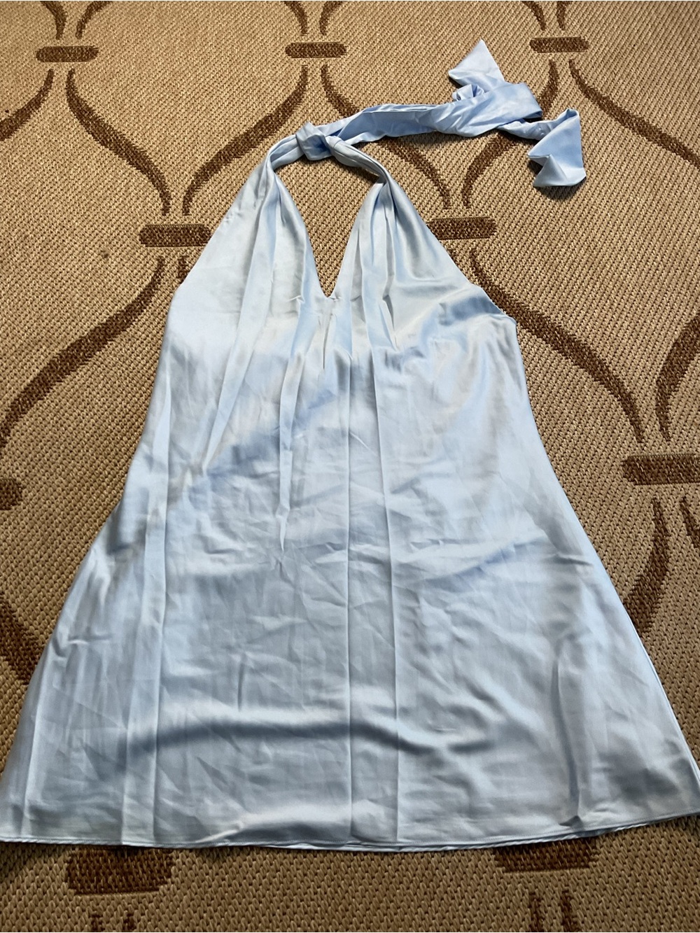 Wild fable Light Blue Halter Chemise with Tie Neck - Women's dress